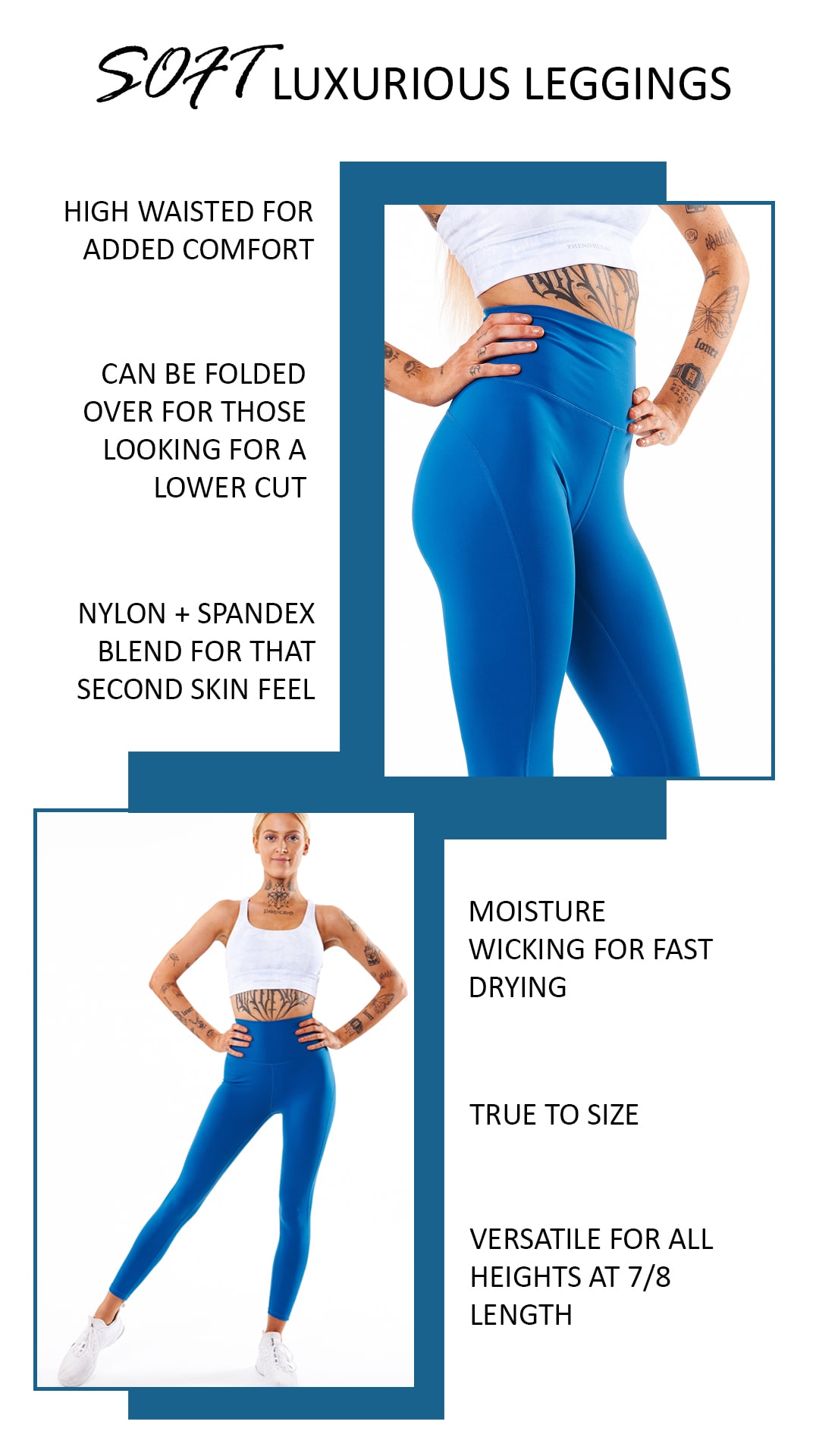 Flawless Gym Yoga Legging - Sapphire - Phenomenal Gym Wear